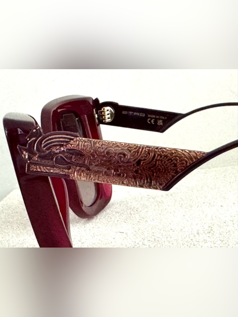 ETRO NEW 0040/S Burgundy Oversized Sunglasses Pegasus Hardware Italy FULL SET